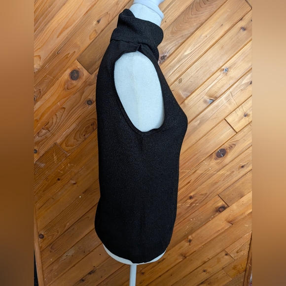 L'AGENCE Black And Metallic Sleeveless Turtleneck Sweater Size Small - Picture 4 of 6